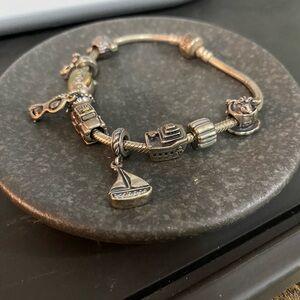 Pandora travel vacation themed snake charm bracelet
